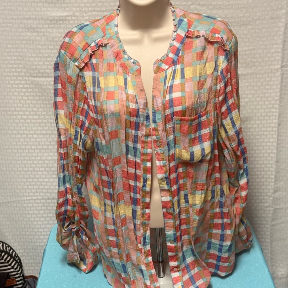 Colorful Plaid Button Down Shirt